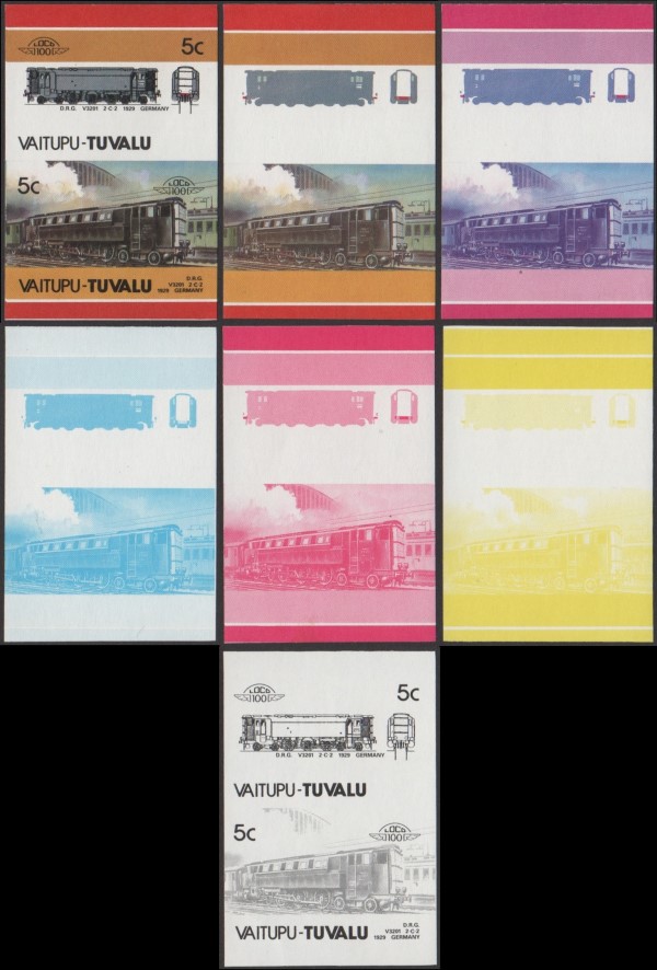 1986 Vaitupu Leaders of the World, Locomotives (2nd series) Progressive Color Proofs