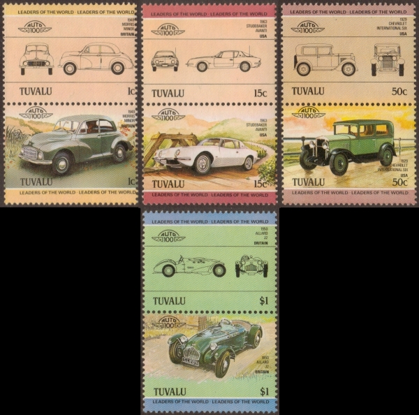 1984 Tuvalu Leaders of the World, Automobiles (1st series) Stamps