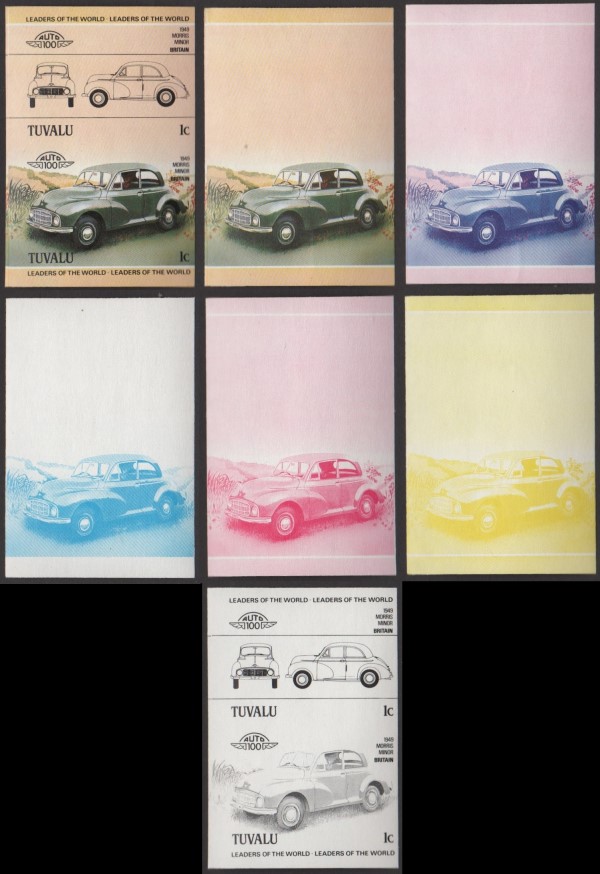 1984 Tuvalu Leaders of the World, Automobiles (1st series) Progressive Color Proofs