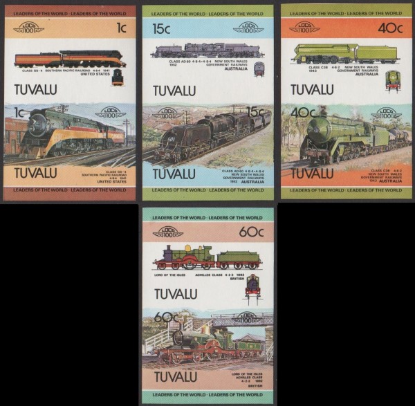 1984 Tuvalu Leaders of the World, Locomotives (1st series) Imperforate Stamps
