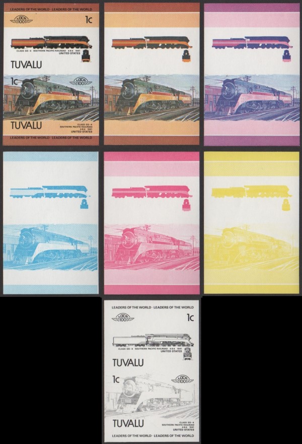 1984 Tuvalu Leaders of the World, Locomotives (1st series) Progressive Color Proofs