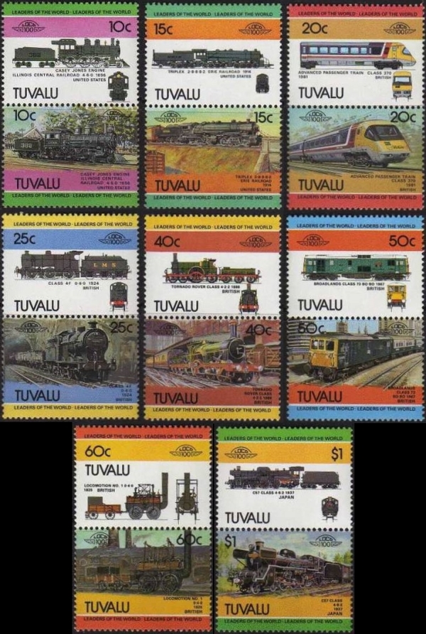 1984 Tuvalu Leaders of the World, Locomotives (2nd series) Stamps