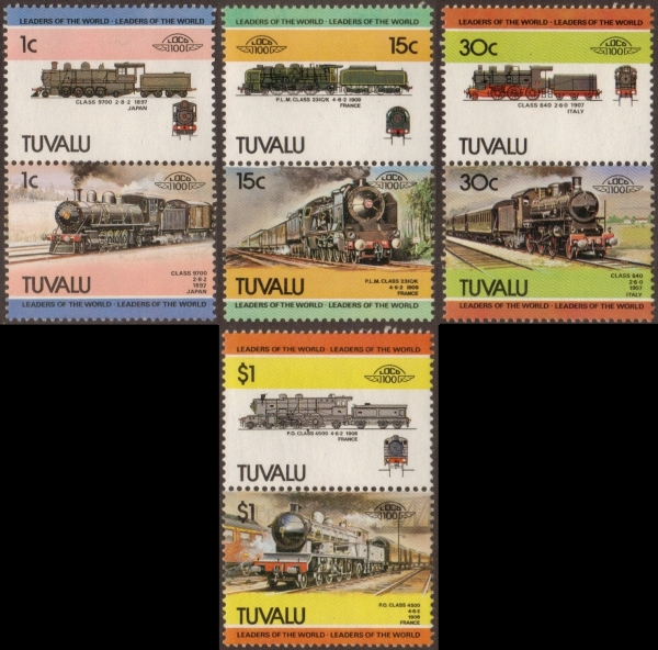 1984 Tuvalu Leaders of the World, Locomotives (3rd series) Stamps
