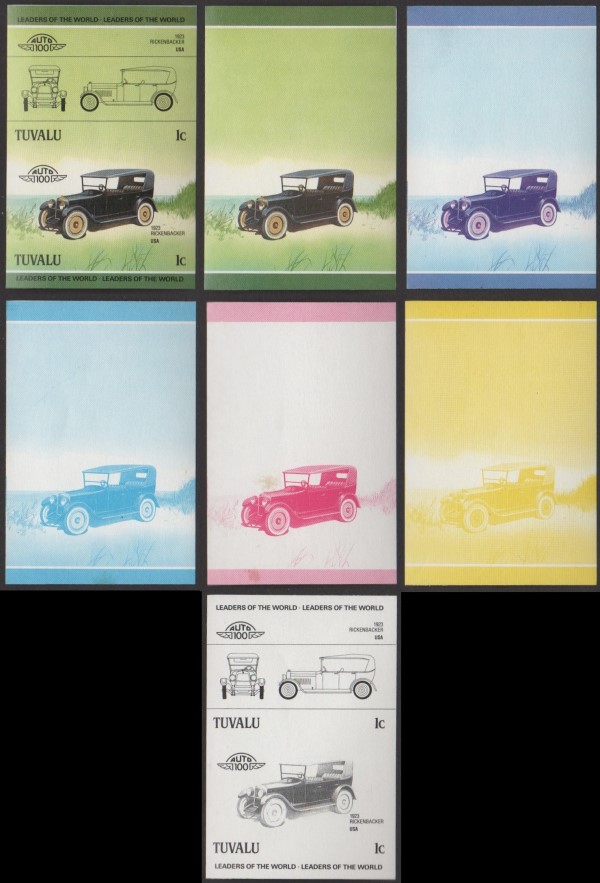 1985 Tuvalu Leaders of the World, Automobiles (2nd series) Progressive Color Proofs