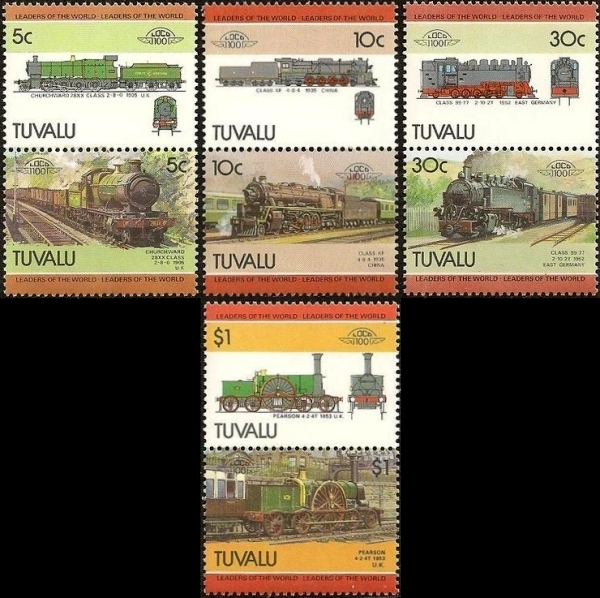 1985 Tuvalu Leaders of the World, Locomotives (4th series) Stamps