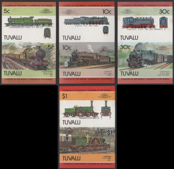 1985 Tuvalu Leaders of the World, Locomotives (4th series) Imperforate Stamps