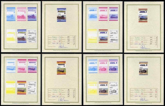 1985 Tuvalu Leaders of the World, Locomotives (5th series) Presentation Cards