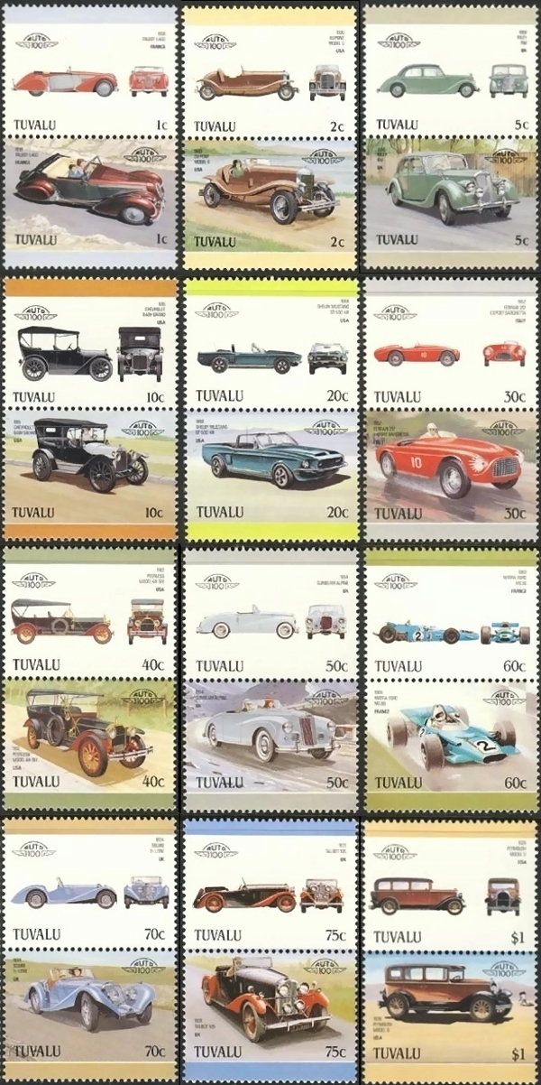 1987 Tuvalu Leaders of the World, Automobiles (5th series) Stamps