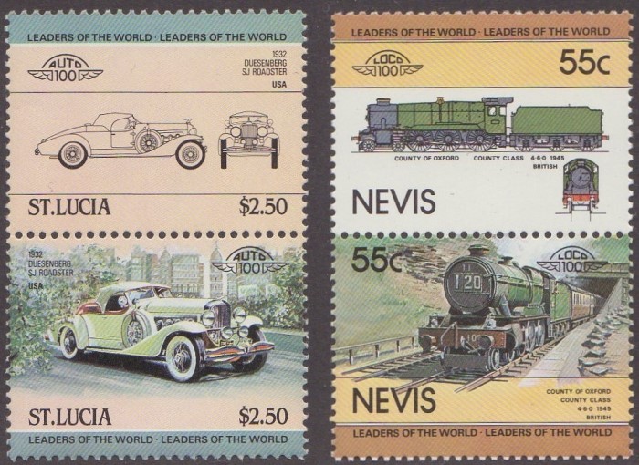Leaders of the World Cars and Trains Stamps