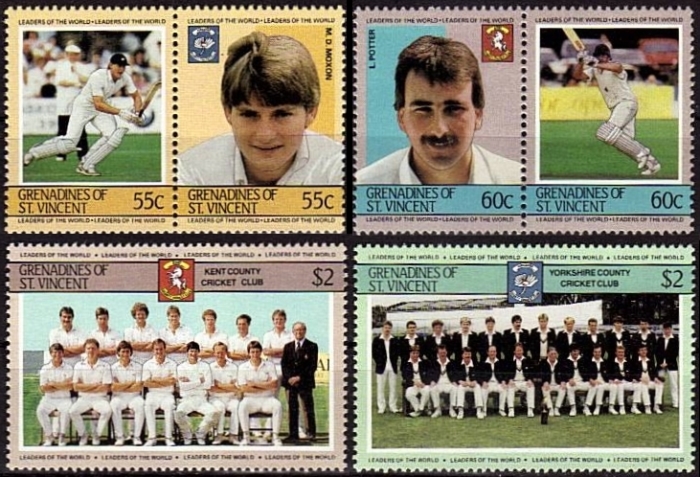 1985 Saint Vincent Grenadines Leaders of the World, Cricket Players (3rd series) Stamps