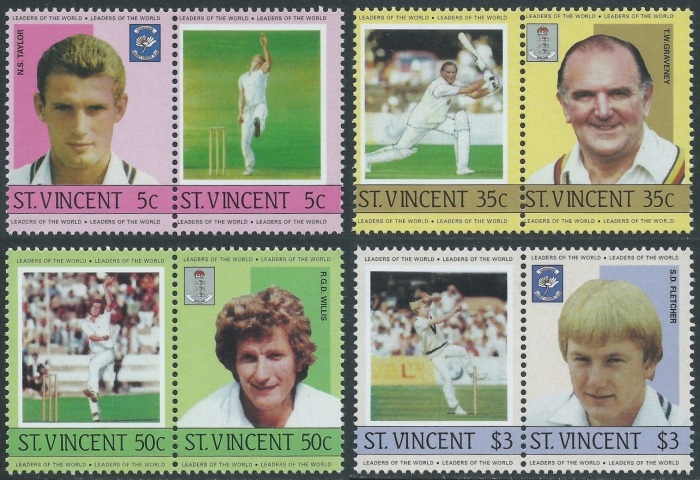 1985 Saint Vincent Leaders of the World, Cricket Players Stamps