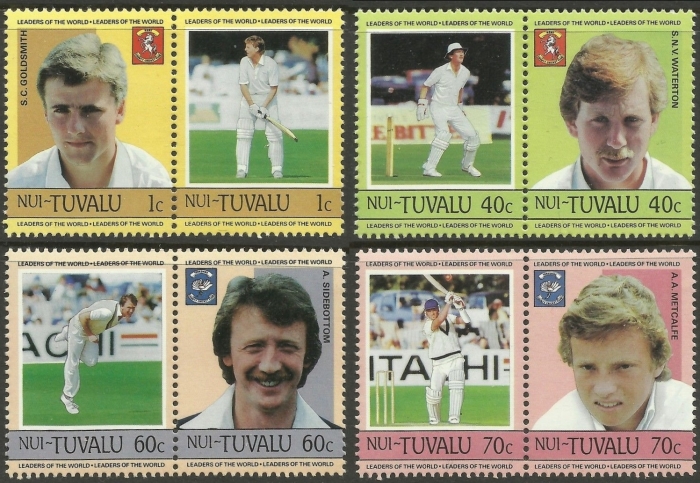 1985 Nui Leaders of the World, Cricket Players Stamps