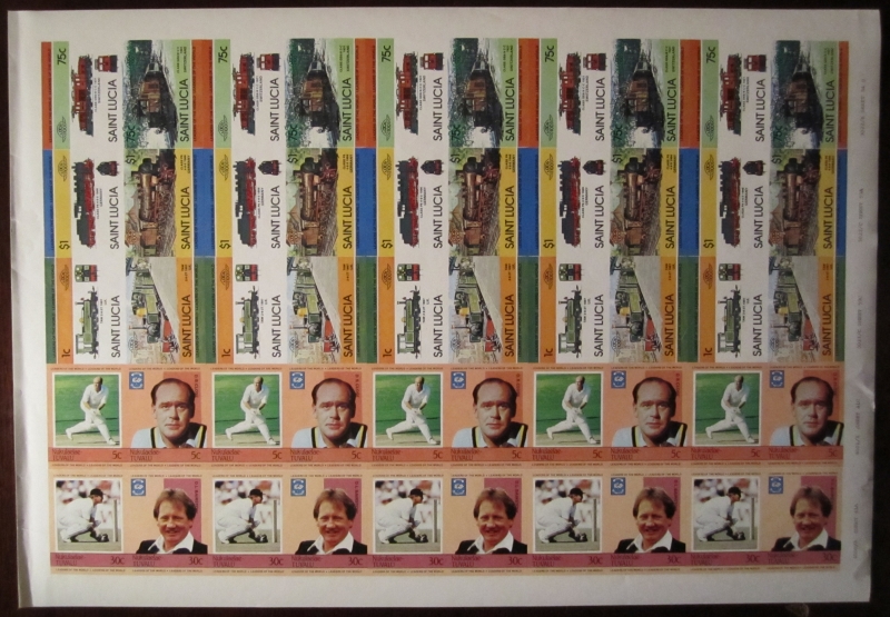 1984 Nukulaelae Leaders of the World, Cricket Players Imperforate Composite Proof Sheet