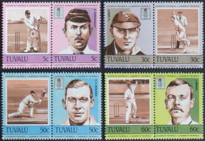 1984 Tuvalu Leaders of the World, Cricket Players Stamps
