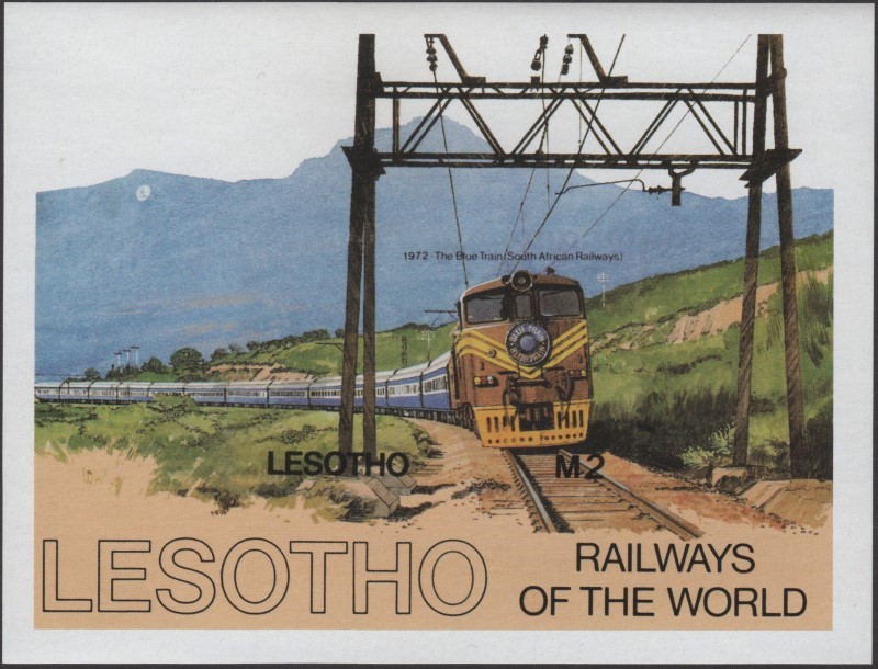 Lesotho 1984 Railways of the World Imperforate Stamp Souvenir Sheet Forgery