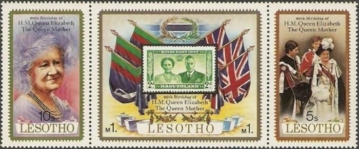1980 80th Birthday of The Queen Mother Se-tenant Stamps