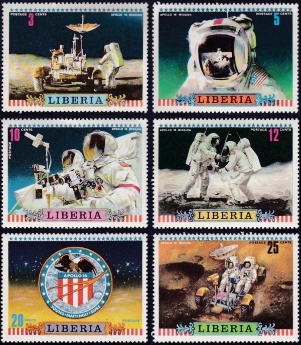 Liberia 1972 Apollo 16 Moon Mission Stamps
