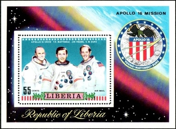 Liberia 1972 Apollo 16 Moon Mission Souvenir Sheet