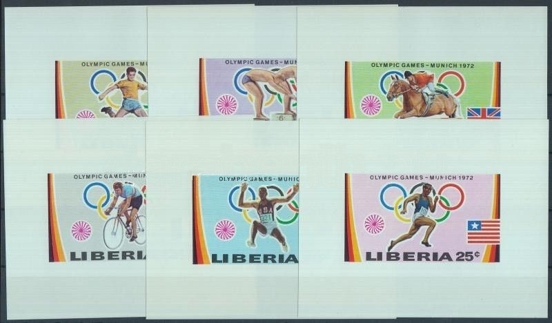 Liberia 1972 Summer Olympic Games, Munich Deluxe Sheetlet Set with Green Background