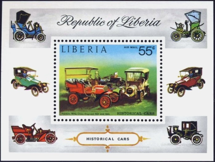 Liberia 1973 Historical Cars Souvenir Sheet