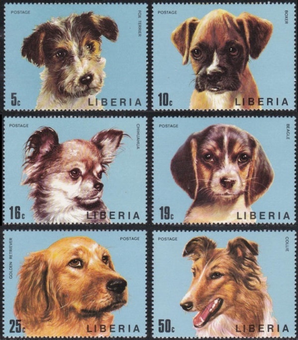 Liberia 1974 Domestic Dogs Stamps