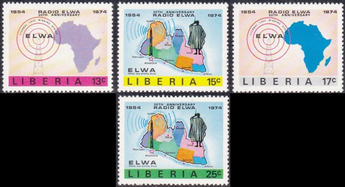 Liberia 1974 20th Anniversary of Radio ELWA Stamps