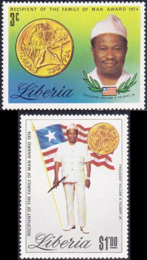 Liberia 1974 President Tolbert, Recipient of the Family of Man Award Stamps