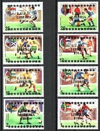 Liberia 1974 World Cup Soccer Championship, Munich Stamps with Unauthorized Overprints