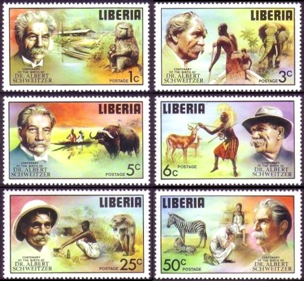 Liberia 1975 Centenary of the Birth of Doctor Albert Scweitzer Stamps
