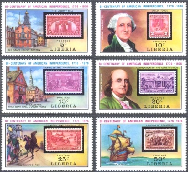 Liberia 1975 Bicentennial of the American Revolution Stamps