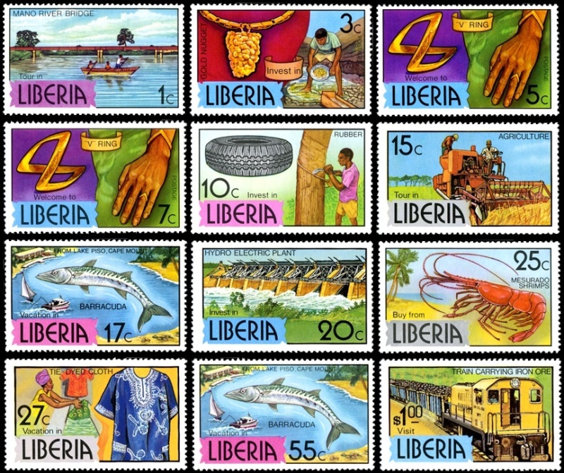 Liberia 1976-1981 Perf 14.5 Definitive Series Stamps