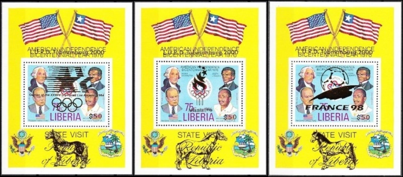 Liberia 1976 American Bicentennial Souvenir Sheets with Unauthorized Overprints