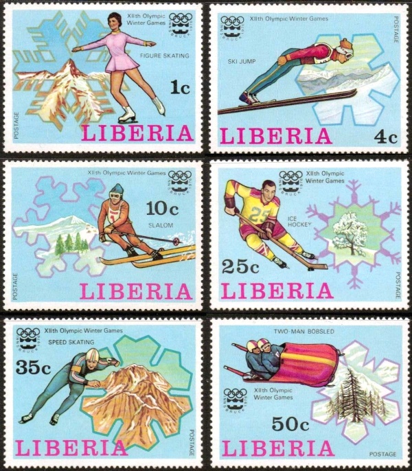 Liberia 1976 12th Winter Olympic Games, Australia Stamps