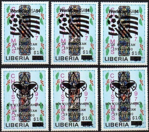Liberia 1977 Christmas Stamps with Unauthorized Overprints