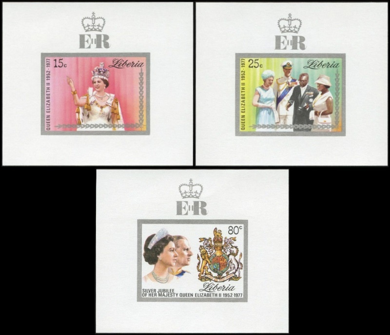 Liberia 1977 25th Anniversary of the Reign of Queen Elizabeth II Deluxe Sheetlet Set