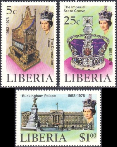 Liberia 1978 25th Anniversary of the Coronation of Queen Elizabeth II Stamps