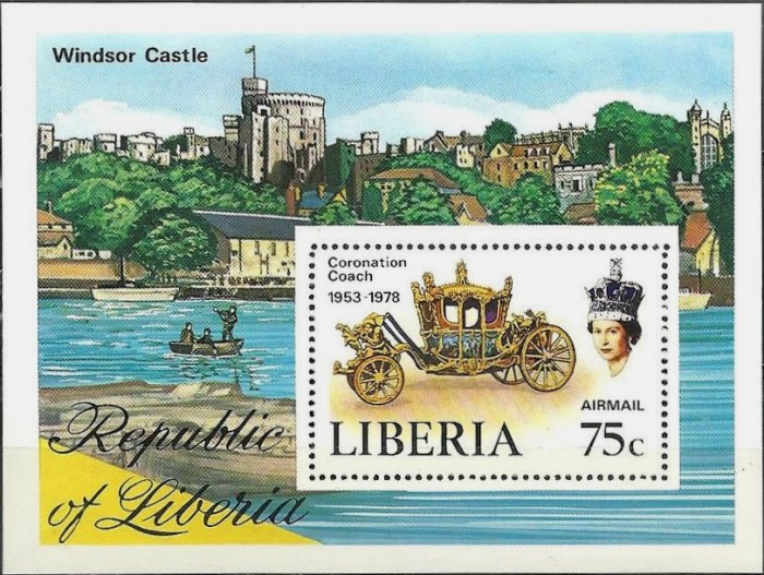 Liberia 1978 25th Anniversary of the Coronation of Queen Elizabeth II Souvenir Sheet