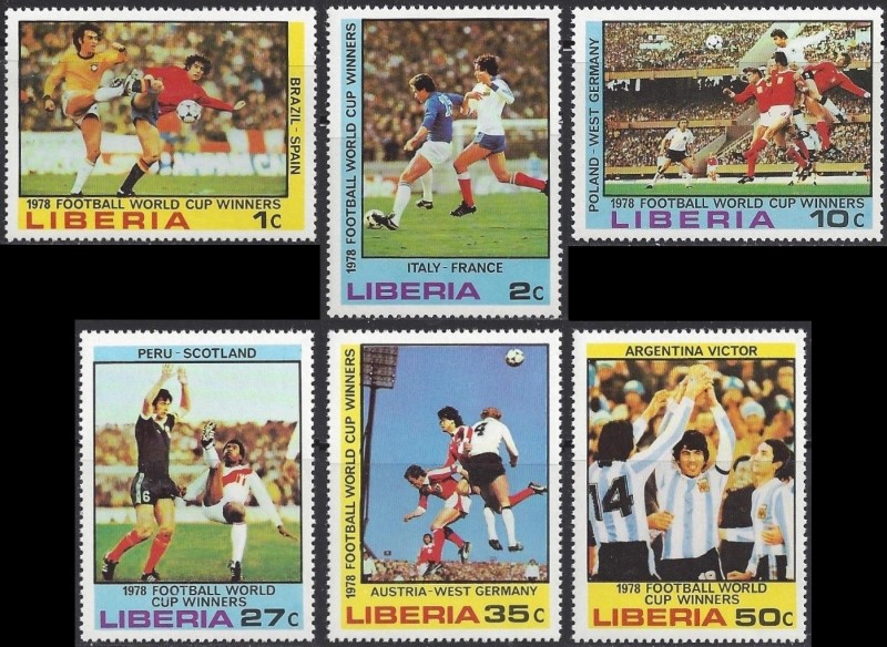 Liberia 1978 11th World Cup Soccer Championship Winners Stamps