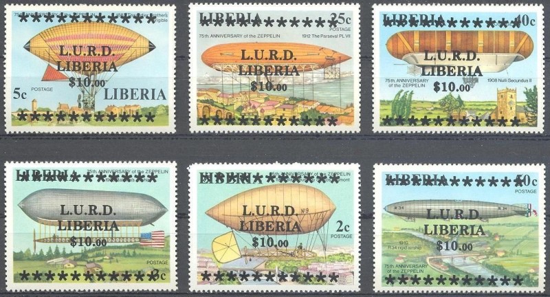 Liberia 1978 75th Anniversary of the Zeppelin Stamps with Unauthorized Overprints