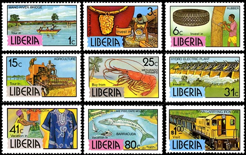 Liberia 1981-1983 Perf 14.5 x 13.5 Definitive Series Stamps