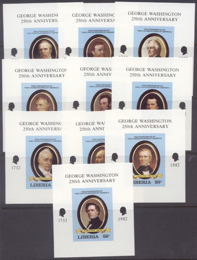 Liberia 1981 Presidents of the United States (2nd series) Deluxe Sheetlet Set