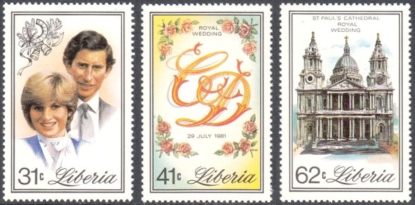 Liberia 1981 Royal Wedding of Prince Charles and Princess Diana Stamps
