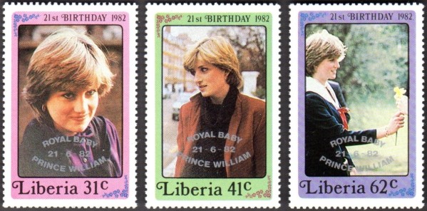 Liberia 1982 Birth of Prince William Stamps