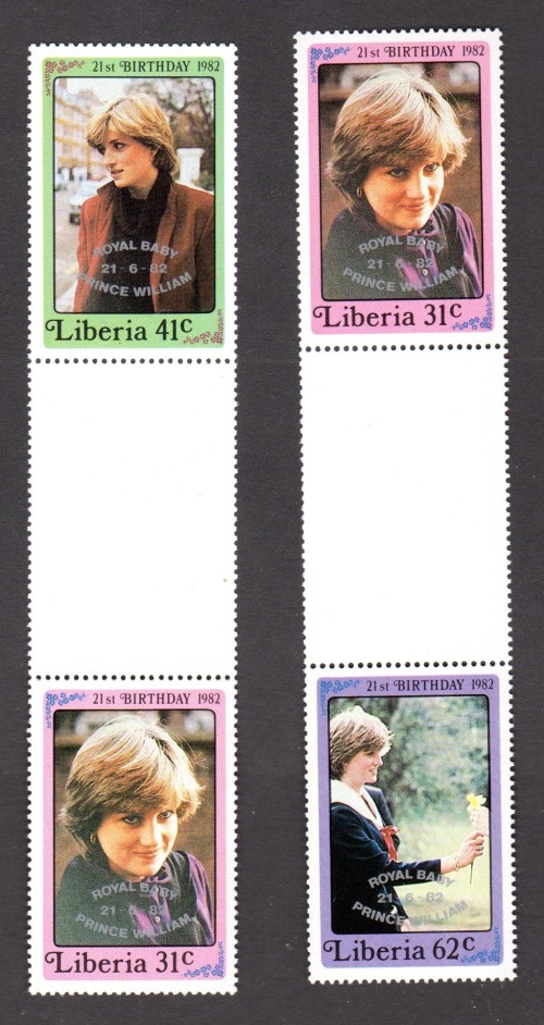 Liberia 1982 Birth of Prince William Gutter Pairs