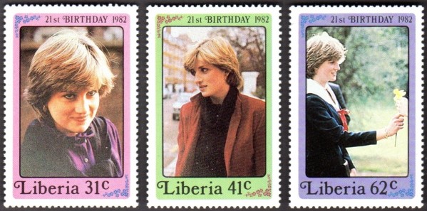 Liberia 1982 21st Birthday of Princess Diana Stamps