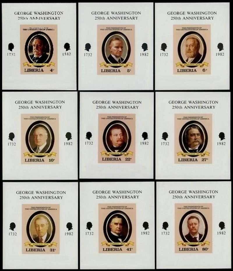 Liberia 1982 Presidents of the United States (3rd series) Deluxe Sheetlet Set