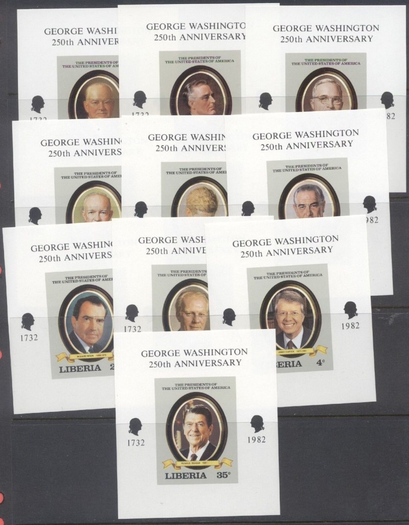 Liberia 1982 Presidents of the United States (4th series) Deluxe Sheetlet Set