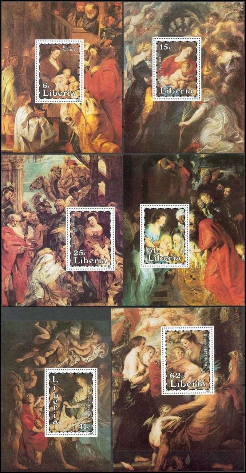 Liberia 1984 Rubens Paintings Deluxe Souvenir Sheet Set