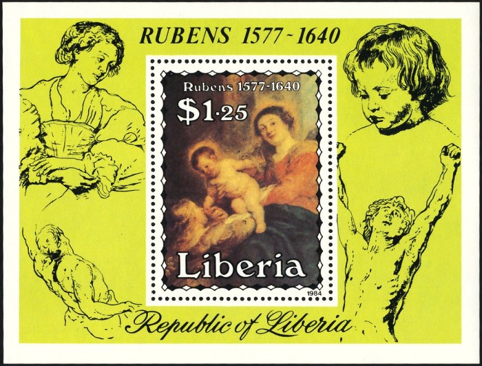 Liberia 1984 Rubens Paintings Souvenir Sheet