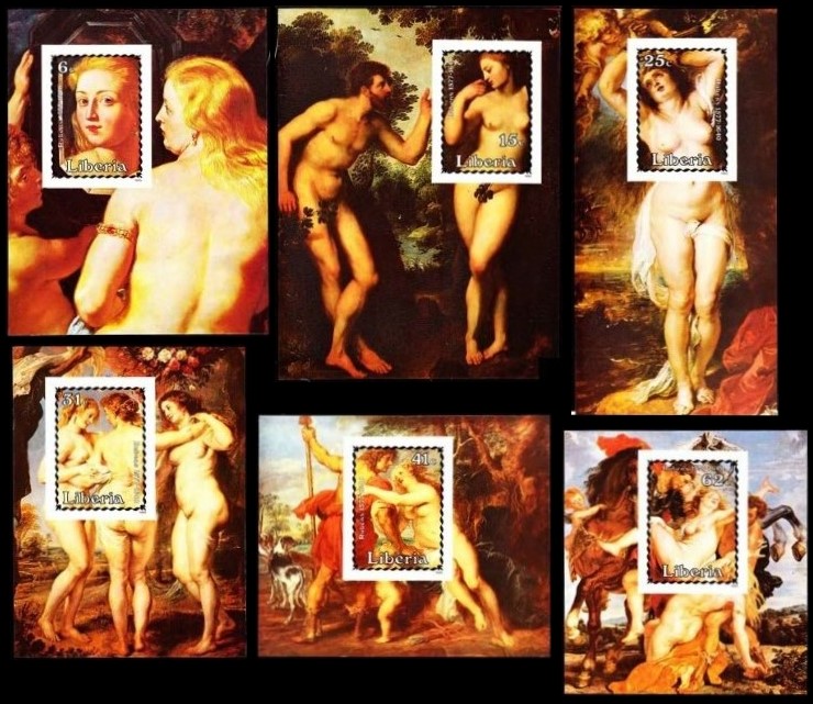 Liberia 1985 Rubens Nude Paintings Deluxe Souvenir Sheet Set